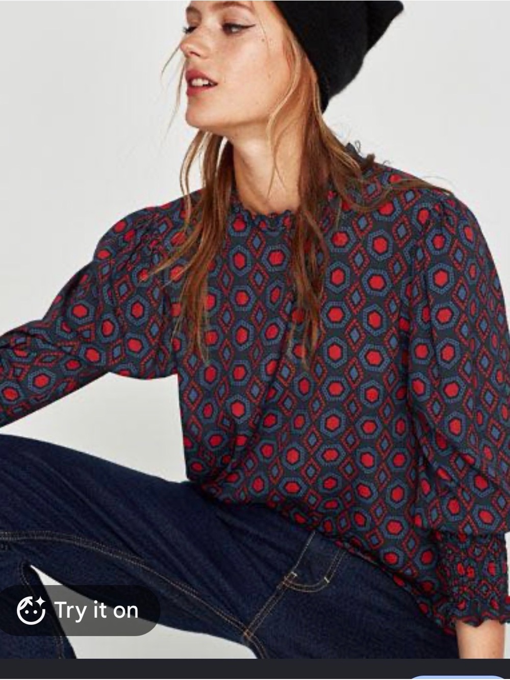 Zara women’s geometrical shape blouse size small